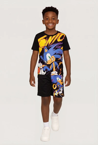 Little Boys Sonic Graphic Tee and Jersey Mesh Shorts