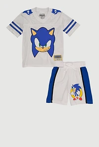 Little Boys Sonic 91 Graphic Mesh Jersey and Shorts