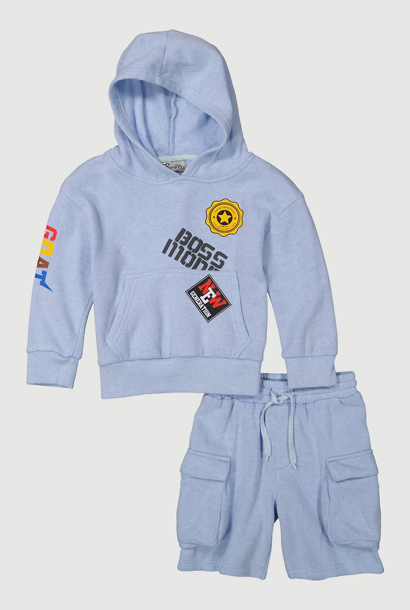 Little Boys GOAT Graphic Hooded Sweatshirt and Shorts
