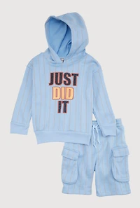 Little Boys Just Did It Striped Hoodie and Cargo Sweatshorts