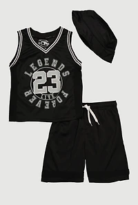 Little Boys Legends Live Forever Tank Top and Shorts 3 Piece Set