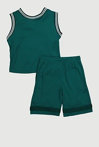 Little Boys Legends Live Forever Tank Top and Shorts 3 Piece Set, Green, Size 4