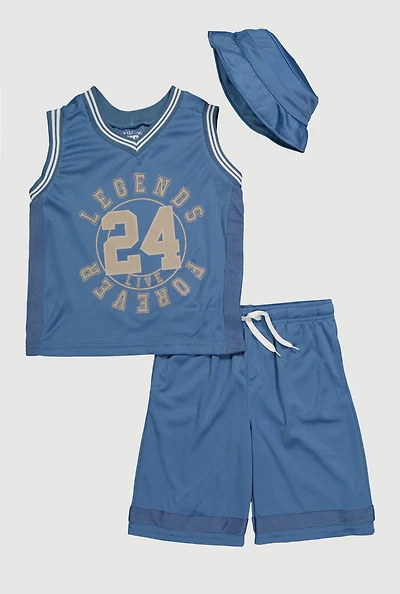 Little Boys Legends Live Forever Tank Top and Shorts 3 Piece Set,