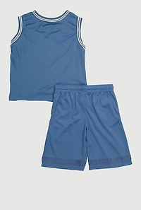 Little Boys Legends Live Forever Tank Top and Shorts 3 Piece Set, Blue,