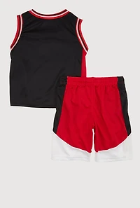 Little Boys Varsity Stripe Just Did It Jersey and Shorts with Hat, Multi, Size 5-6