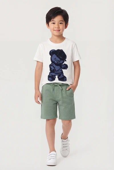 Little Boys Teddy Bear Graphic Tee and Shorts Set
