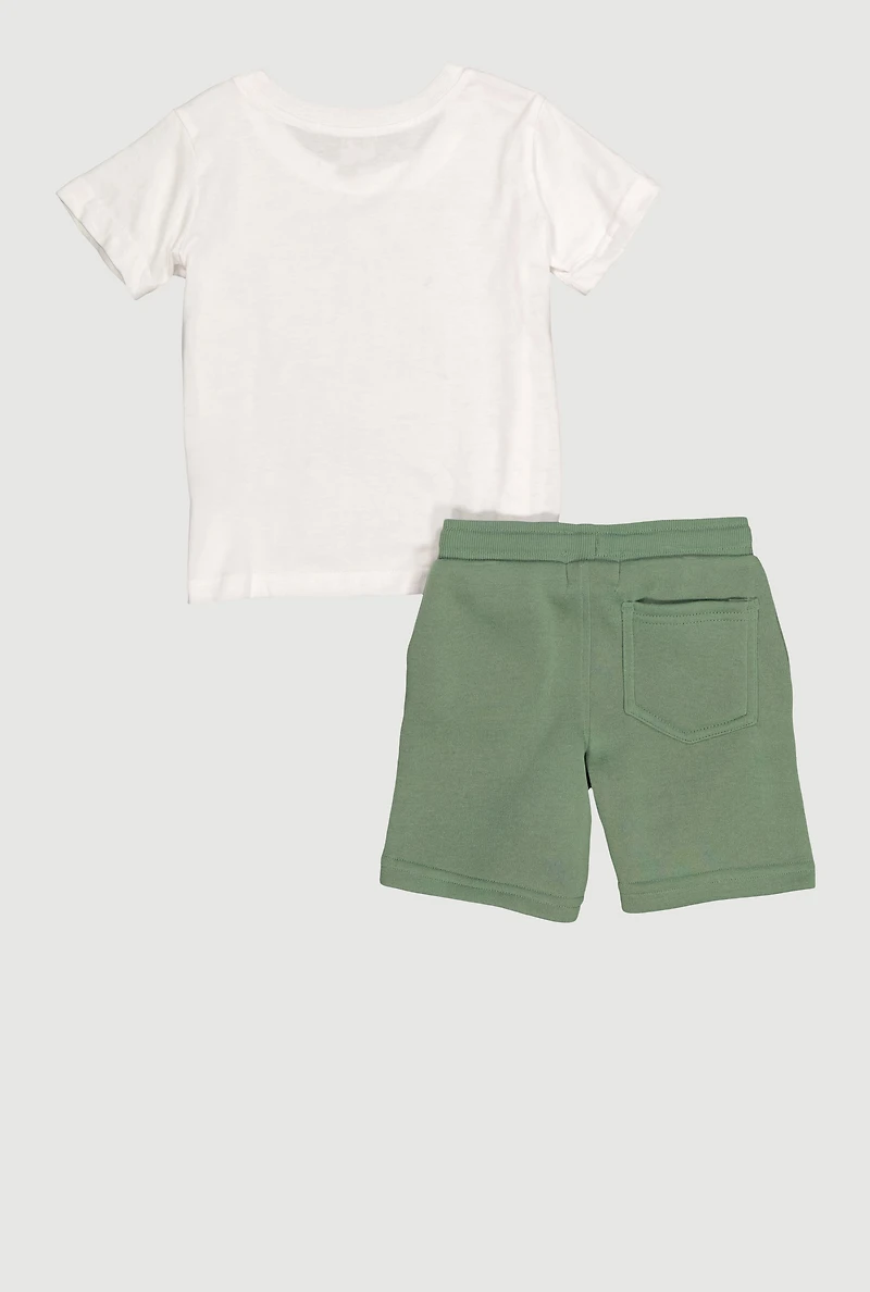 Little Boys Teddy Bear Graphic Tee and Shorts Set