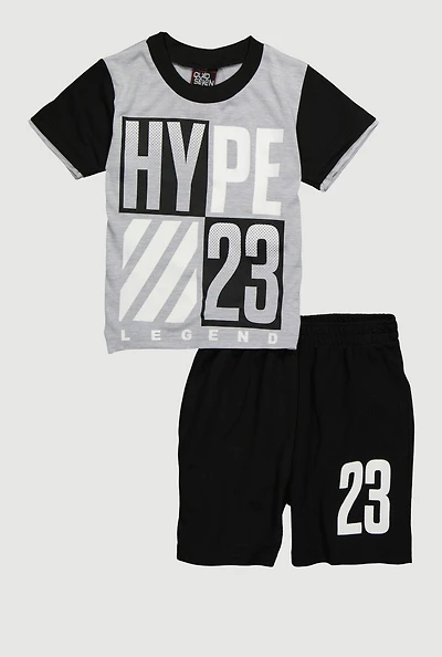 Little Boys Hype Legend 23 Graphic Tee and Jersey Mesh Shorts, Multi,