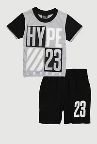 Little Boys Hype Legend 23 Graphic Tee and Jersey Mesh Shorts, Multi,