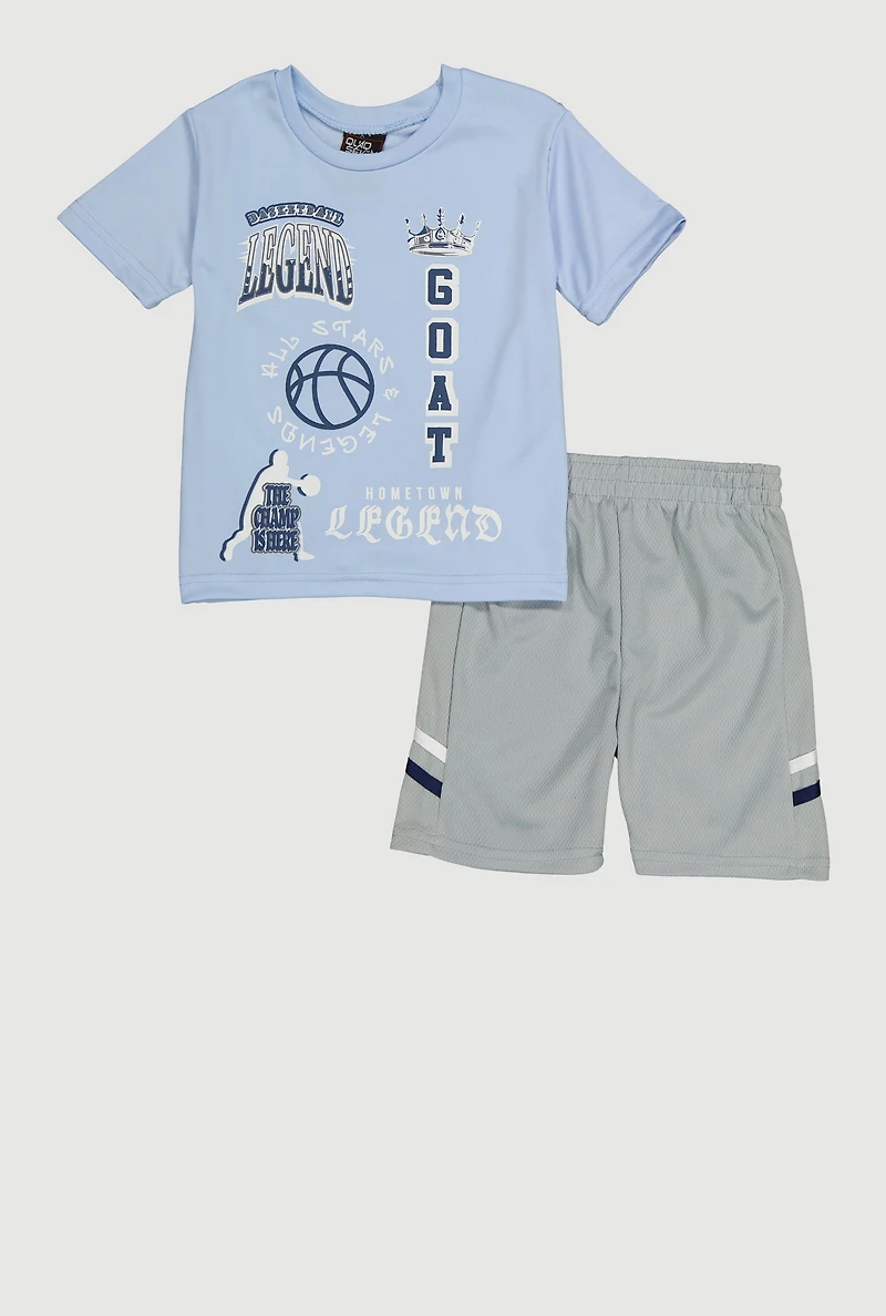 Little Boys Basketball Legend Graphic Tee and Shorts