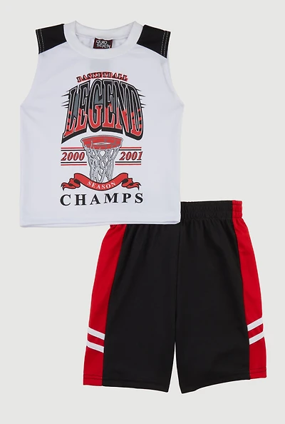 Little Boys Basketball Legend Muscle Tee and Shorts, Multi,