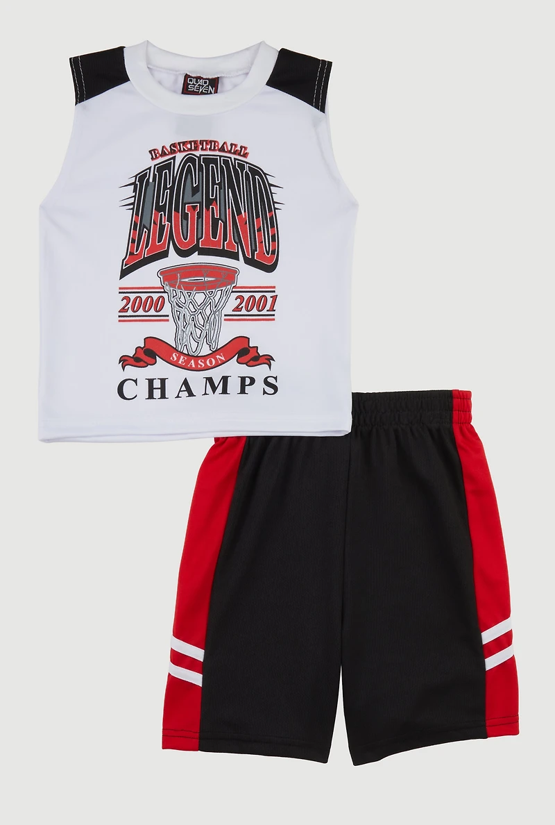 Little Boys Basketball Legend Muscle Tee and Shorts