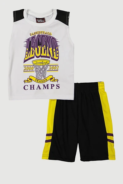 Little Boys Basketball Legend Muscle Tee and Shorts, Multi, Size 4