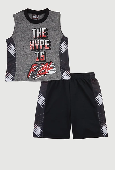 Little Boys The Hype Is Real Muscle Tee and Shorts, Multi,