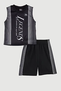 Little Boys Legends Tank Top and Shorts, Black, Size 7
