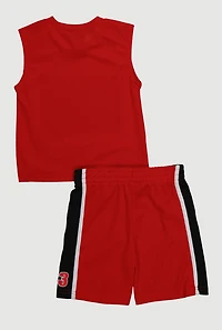 Little Boys Slam Dunk Graphic Tee and Jersey Mesh Shorts, Red, Size 7