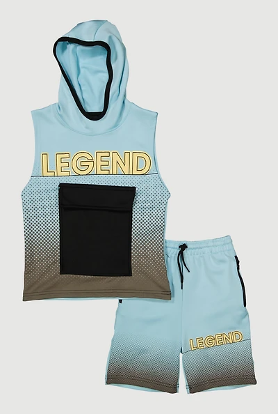 Little Boys Legend Print Cargo Tee and Shorts