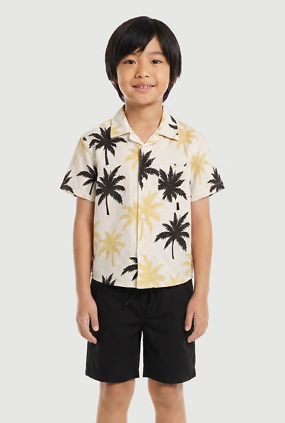 Little Boys Palm Tree Graphic Shirt and Shorts
