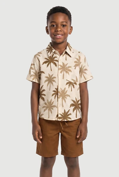 Little Boys Palm Tree Graphic Shirt and Shorts