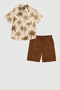 Little Boys Palm Tree Graphic Shirt and Shorts