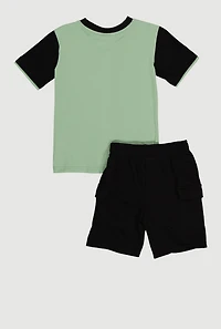 Little Boys Play Hard Graphic T-Shirt and Shorts
