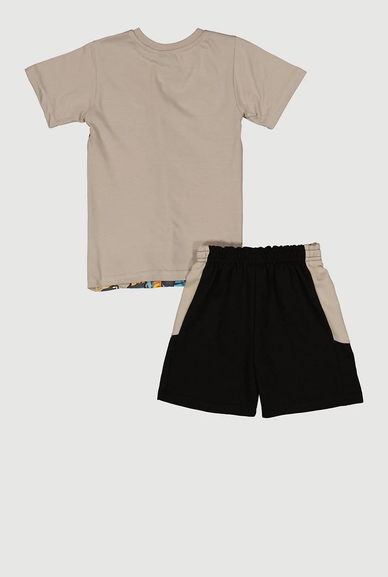 Little Boys Fearless Bear Graphic Tee and Shorts