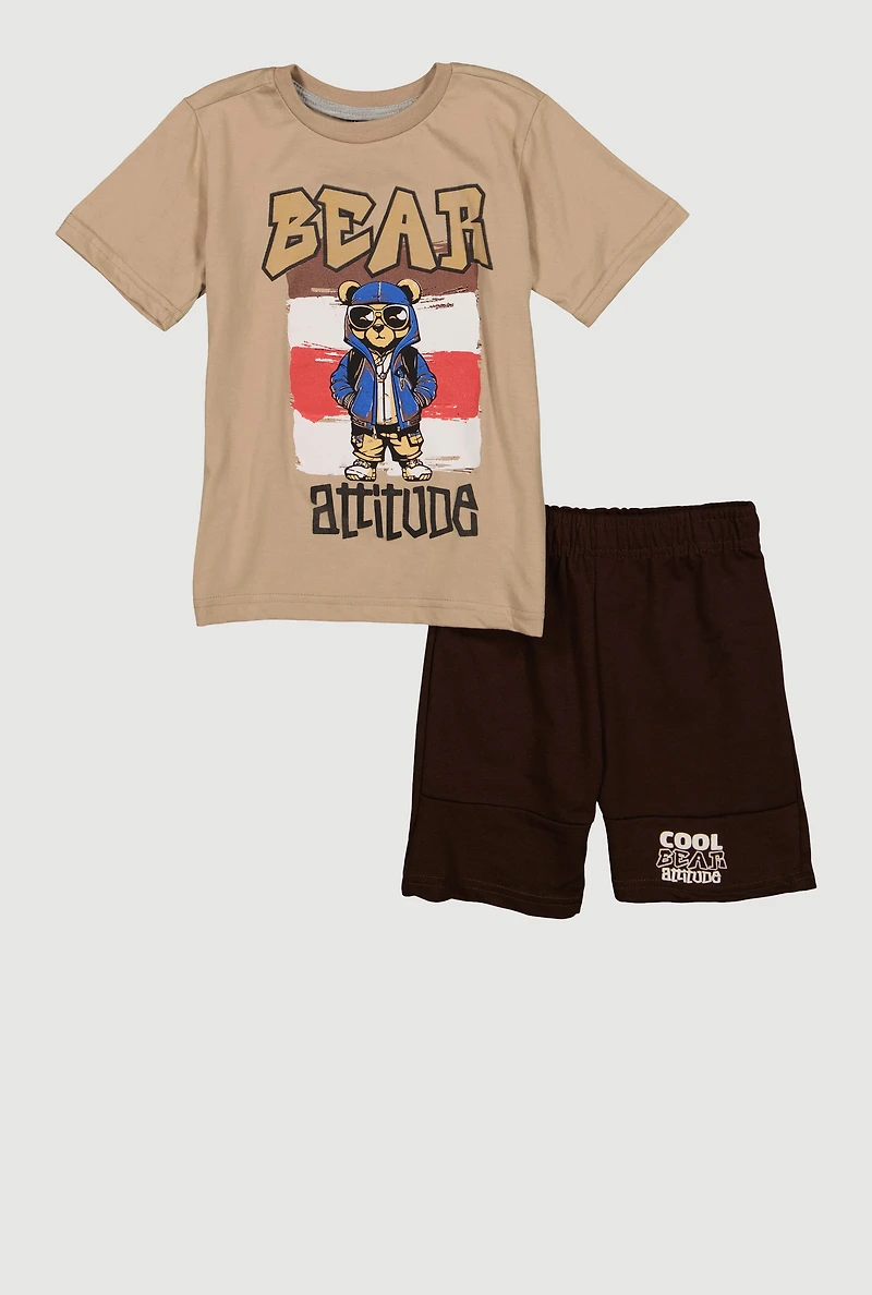 Little Boys Bear Attitude T-Shirt and Shorts