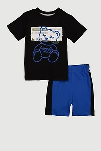 Little Boys Bear Graphic T-Shirt and Shorts