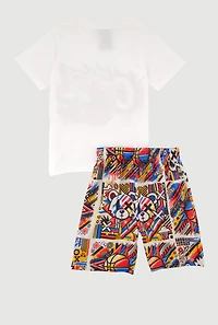 Little Boys Cool Vibes Graffiti Graphic Tee and Shorts Set