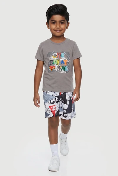 Little Boys One Day At A Time 23 Graphic Tee and Shorts