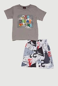 Little Boys One Day At A Time 23 Graphic Tee and Shorts