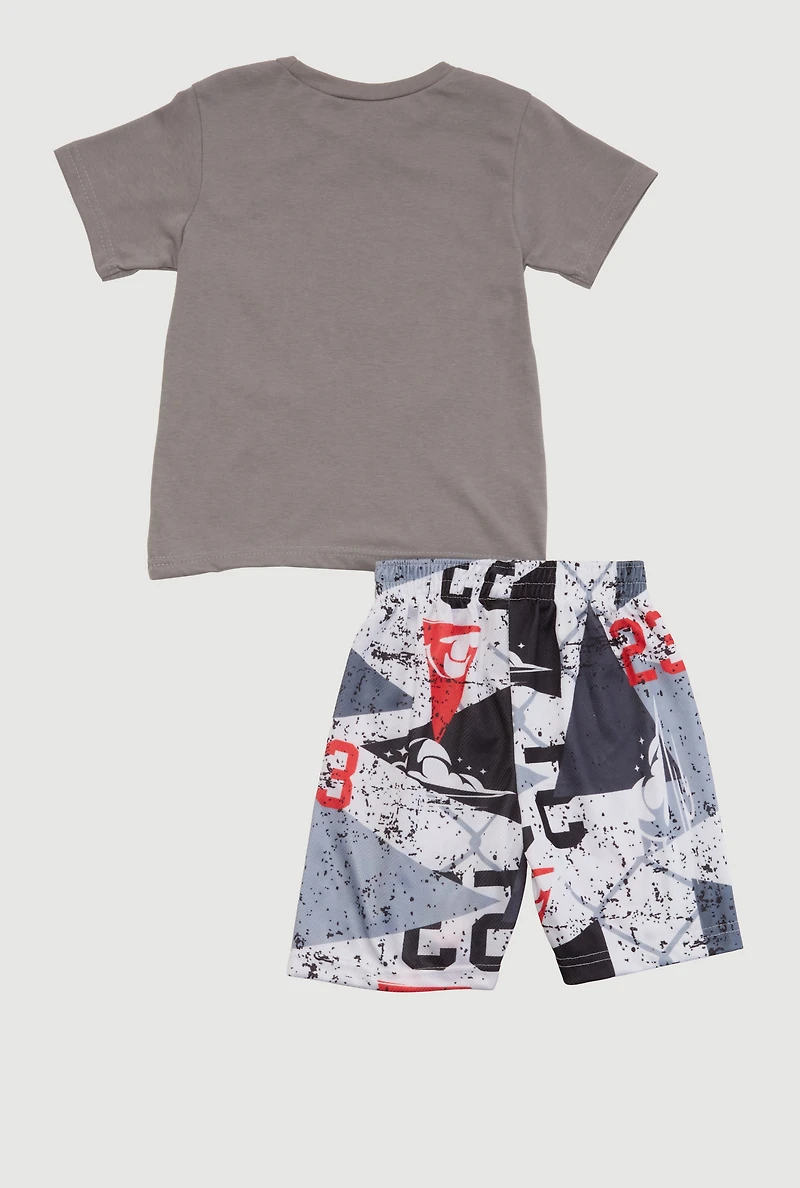 Little Boys One Day At A Time 23 Graphic Tee and Shorts