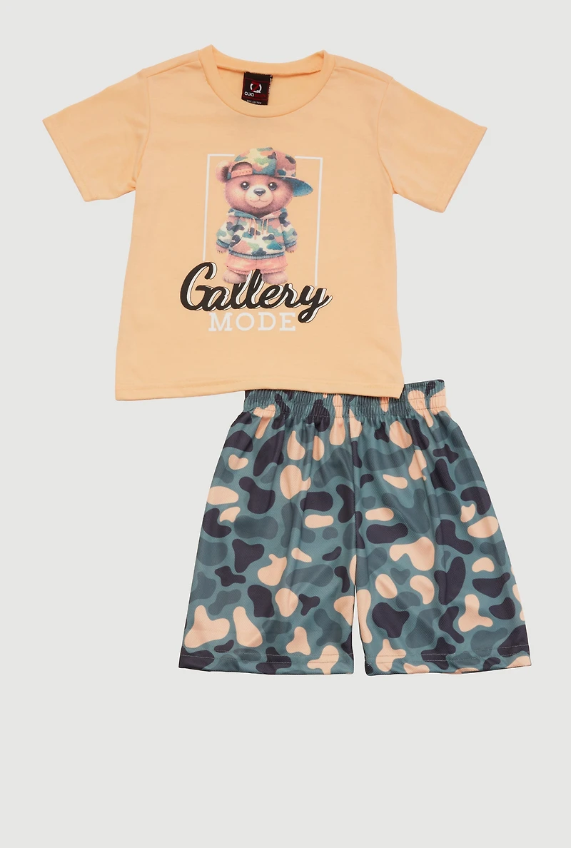 Little Boys Gallery Mode Graphic Tee and Shorts