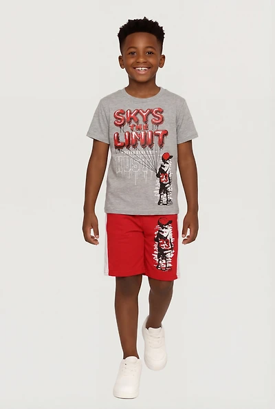 Little Boys Skys The Limit Graphic Tee and Shorts