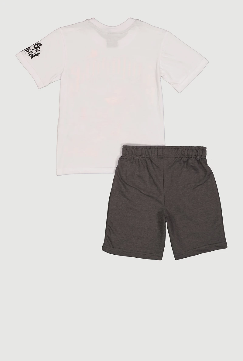 Little Boys Graffiti Bear Tee and Sweatshorts