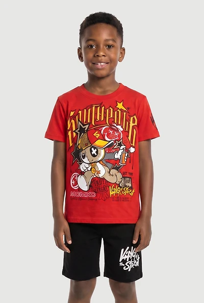 Little Boys Graffiti Bear Tee and Sweatshorts