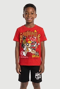 Little Boys Graffiti Bear Tee and Sweatshorts