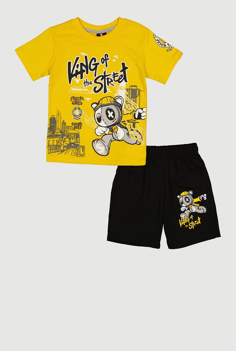Little Boys King of The Street Graphic Tee and Shorts