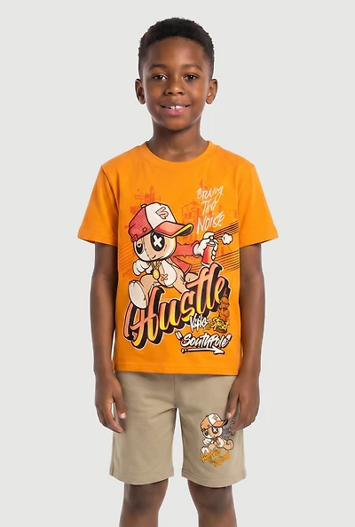 Little Boys Bring The Noise Hustle Graphic Tee and Shorts