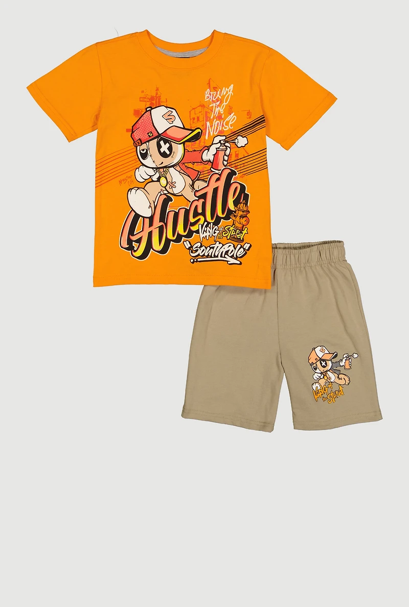 Little Boys Bring The Noise Hustle Graphic Tee and Shorts