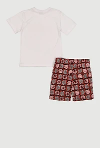 Little Boys Graphic Tee and Checkered Shorts Set