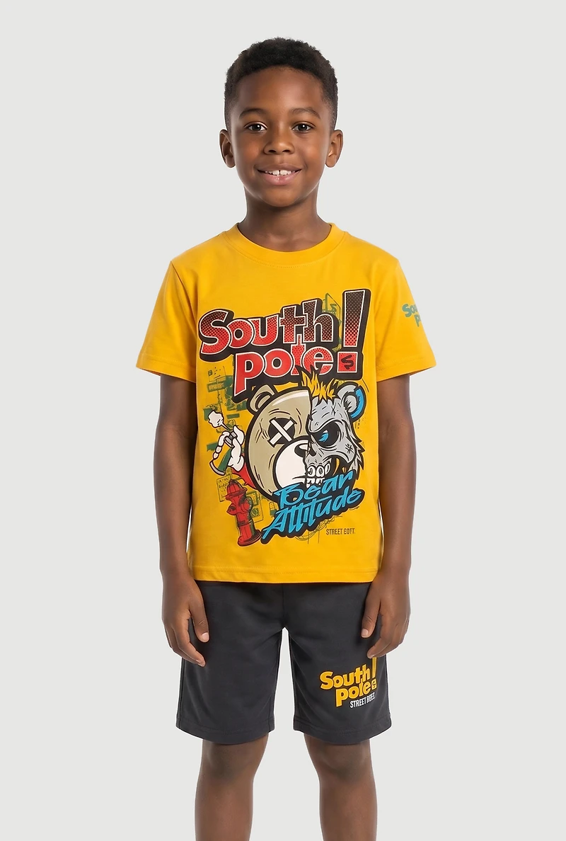 Little Boys Bear Attitude Graphic T-Shirt and Shorts