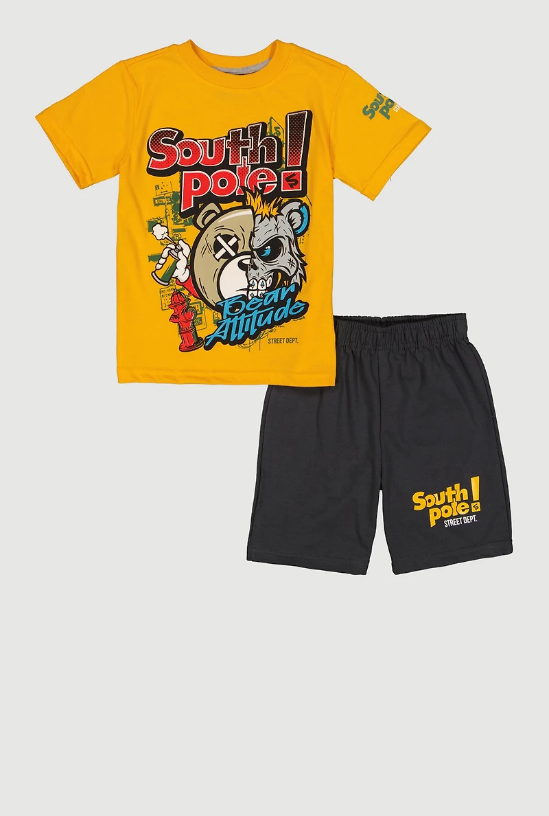 Little Boys Bear Attitude Graphic T-Shirt and Shorts