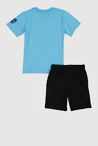 Little Boys King of The Street Bear Graphic Tee and Shorts