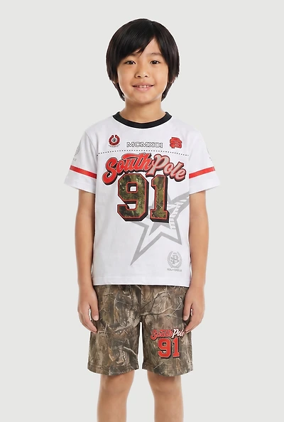 Little Boys 91 Graphic T-Shirt and Hunter Camo Shorts