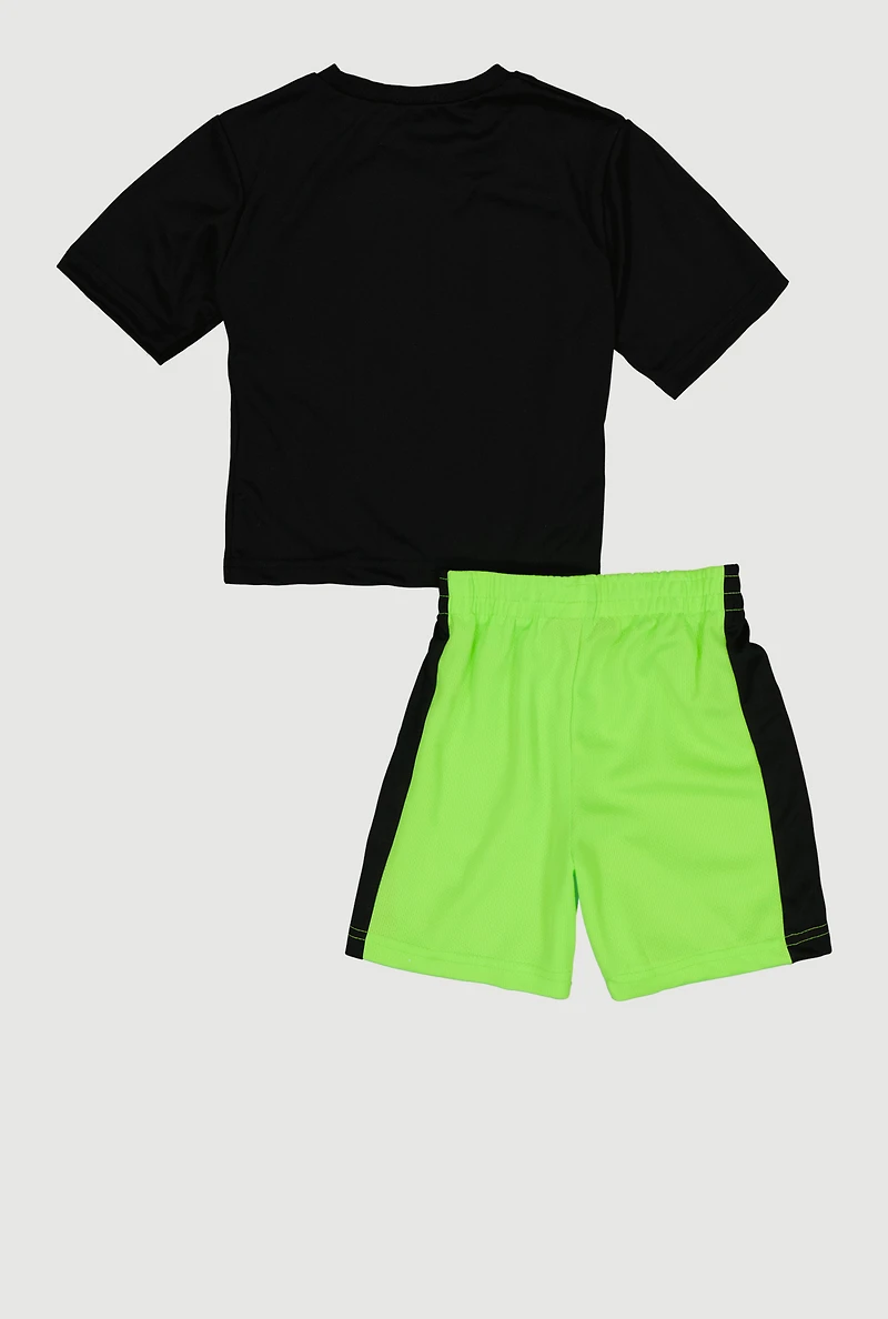 Little Boys Hustle Graphic Tee and Contrast Trim Shorts