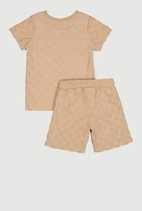 Little Boys Terry Cloth Checkered Top and Shorts