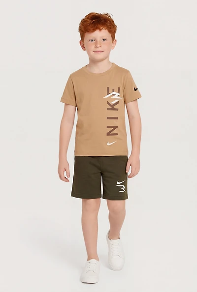 Little Boys Check Logo Graphic Tee and Shorts