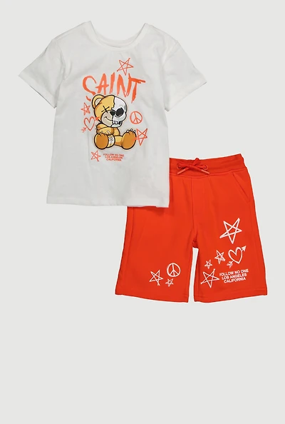 Boys Saint Follow No One Los Angeles Tee and Shorts 2 Piece Set, Multi, Size 4