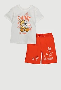 Boys Saint Follow No One Los Angeles Tee and Shorts 2 Piece Set, Multi, Size 4